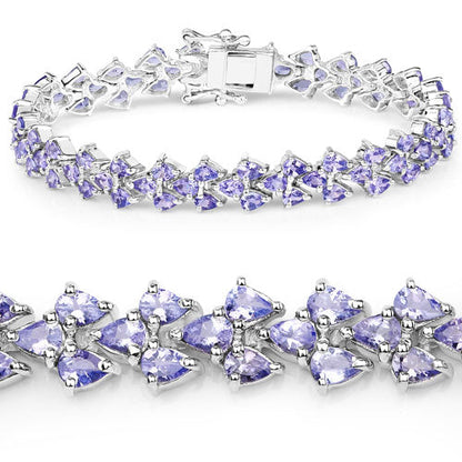 12.04 Carat Genuine Tanzanite .925 Sterling Silver Bracelet  DestGlow
