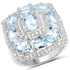 4.07 Carat Genuine Aquamarine and White Topaz .925 Sterling Silver Ring by Bids.com