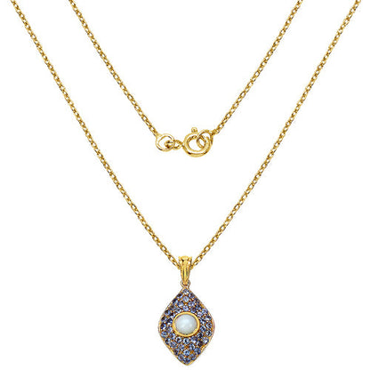 14K Yellow Gold Plated 1.82 Carat Genuine Ethiopian Opal &amp; Tanzanite .925 Sterling Silver Pendant by Bids.com