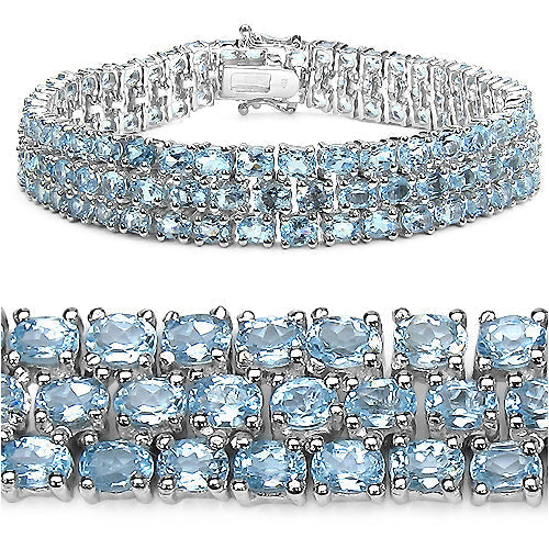 26.20 Carat Genuine Blue Topaz .925 Sterling Silver Bracelet  DestGlow