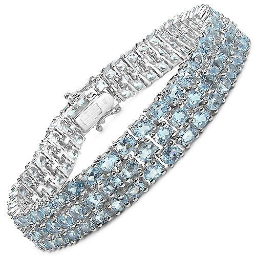 26.20 Carat Genuine Blue Topaz .925 Sterling Silver Bracelet  DestGlow