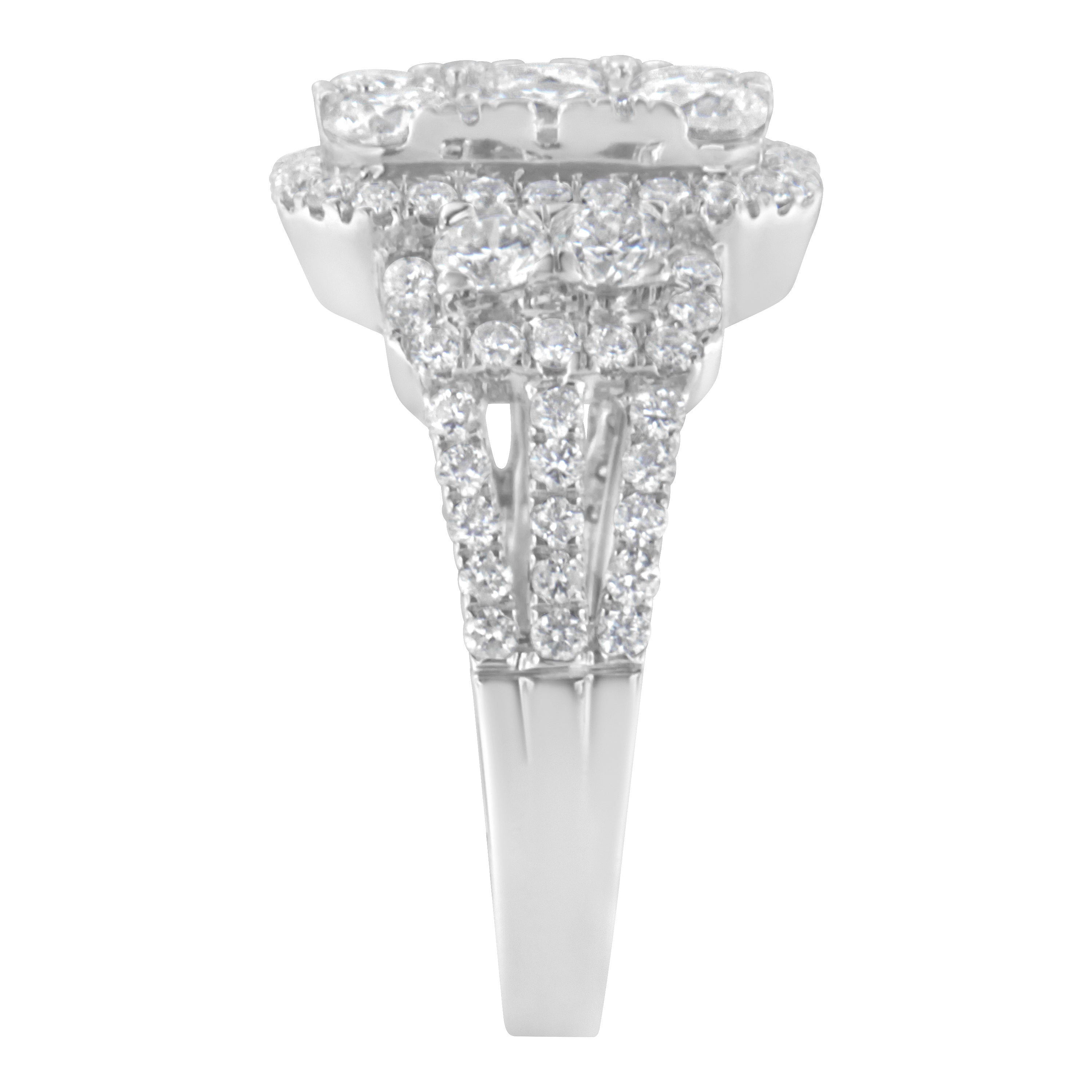 14K White Gold 2 1/4 Cttw Diamond Cocktail Cluster Ring (G-H Color, SI2-I1 Clarity) - Size 7 by Bids.com