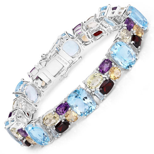 51.36 Carat Genuine Multi Stones .925 Sterling Silver Bracelet by Bids.com