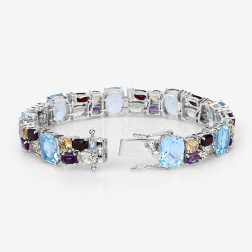 51.36 Carat Genuine Multi Stones .925 Sterling Silver Bracelet by Bids.com