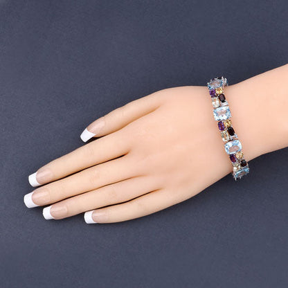 51.36 Carat Genuine Multi Stones .925 Sterling Silver Bracelet by Bids.com