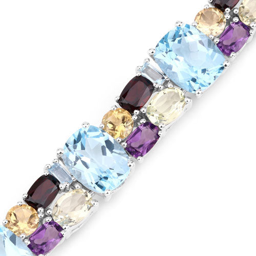 51.36 Carat Genuine Multi Stones .925 Sterling Silver Bracelet by Bids.com