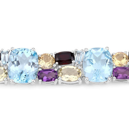 51.36 Carat Genuine Multi Stones .925 Sterling Silver Bracelet by Bids.com