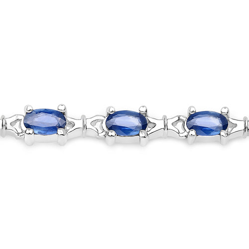 4.18 Carat Genuine Blue Sapphire .925 Sterling Silver Bracelet  DestGlow