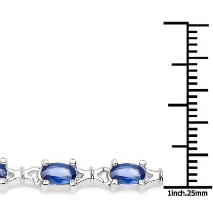 4.18 Carat Genuine Blue Sapphire .925 Sterling Silver Bracelet  DestGlow