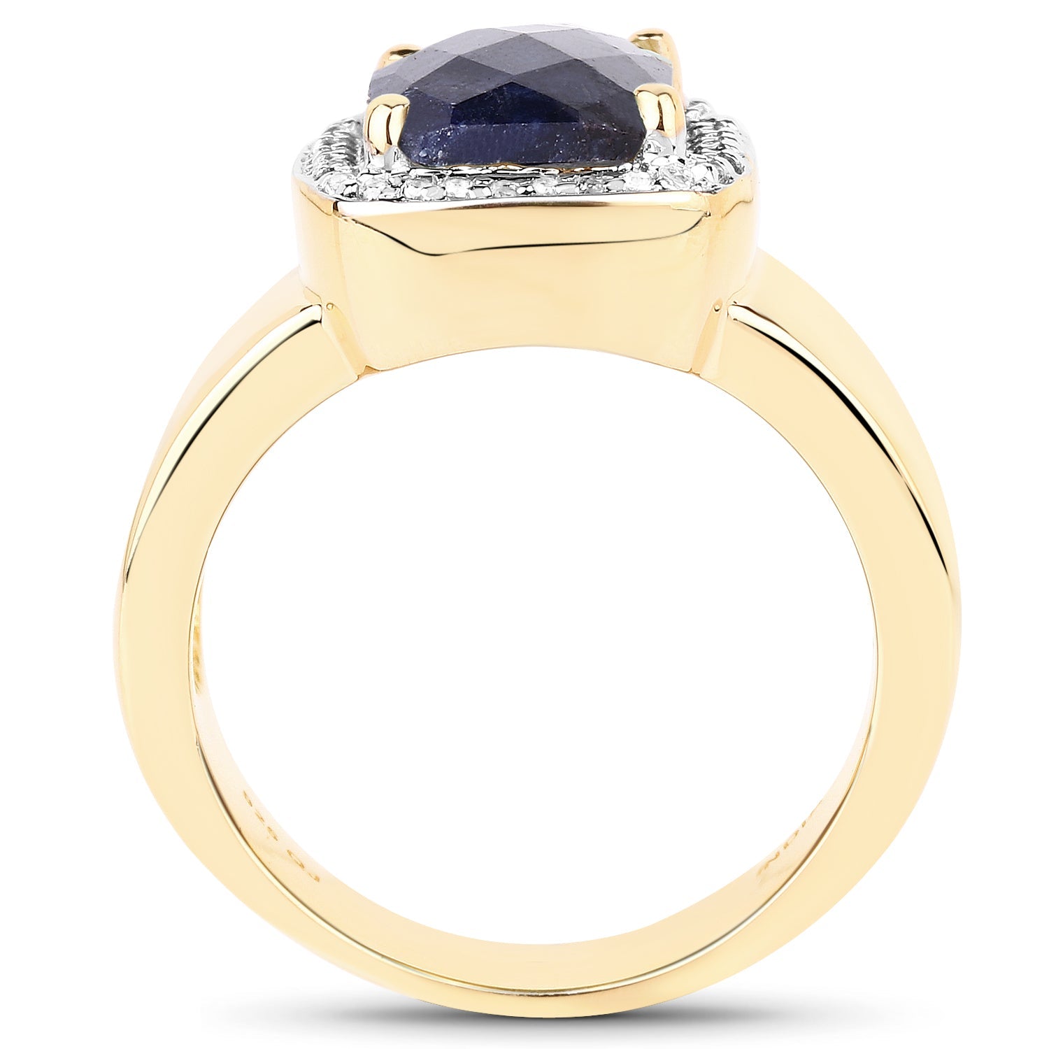 14K Yellow Gold Plated 4.07 Carat Dyed Sapphire and White Topaz .925 Sterling Silver Ring by Bids.com