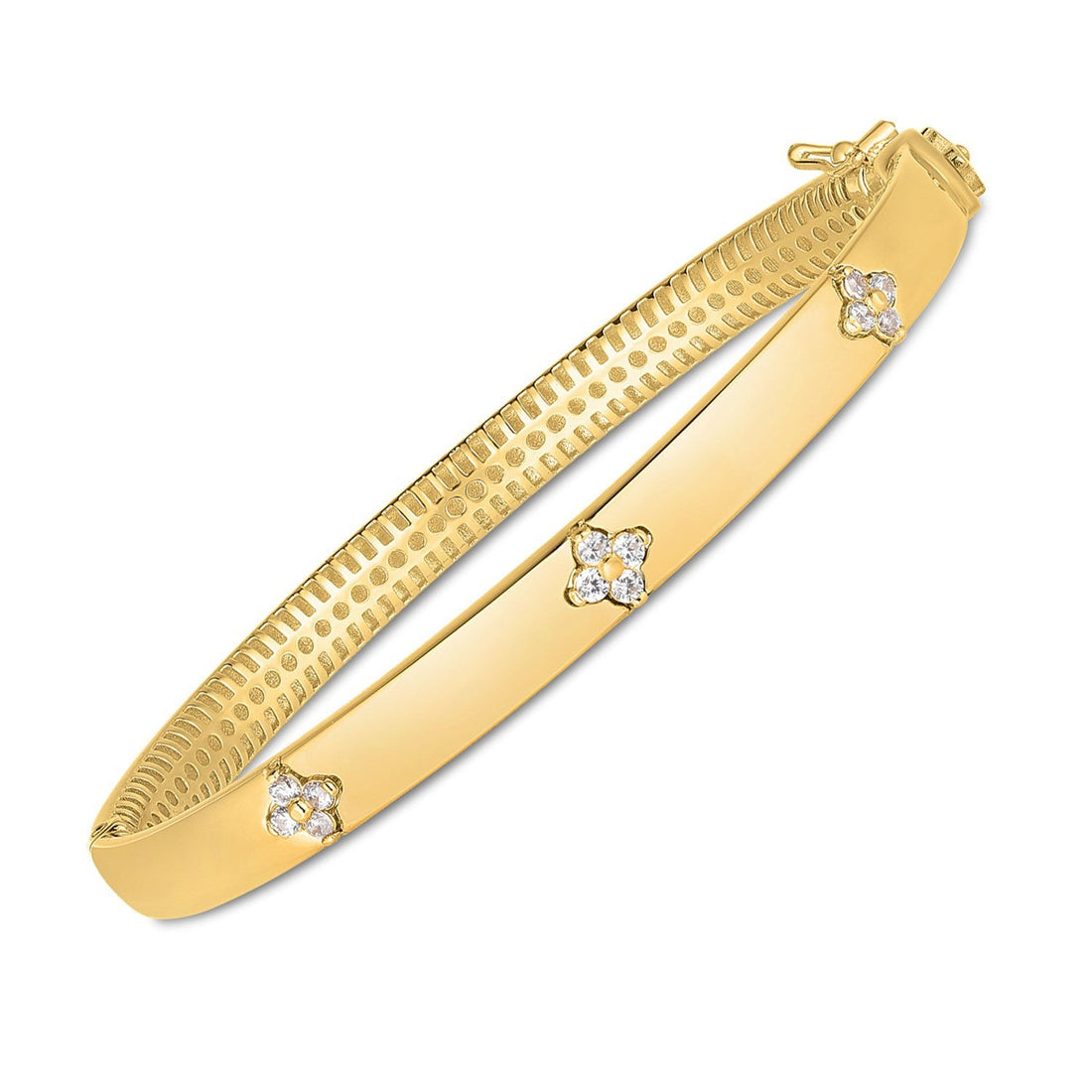 14k Yellow Gold Trilogy Diamond Bangle (5.40 mm) by Bids.com