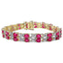 14K Yellow Gold Plated 18.32 Carat Genuine Glass Filled Ruby & White Diamond .925 Sterling Silver Bracelet by Bids.com