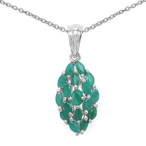 1.26 Carat Genuine Emerald .925 Sterling Silver Pendant  DestGlow