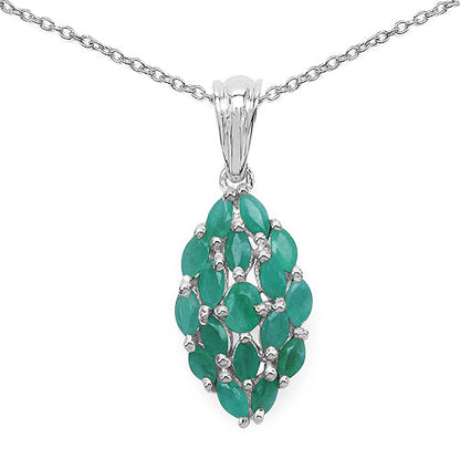 1.26 Carat Genuine Emerald .925 Sterling Silver Pendant  DestGlow