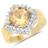 14K Yellow Gold Plated 3.58 Carat Genuine Citrine & White Topaz .925 Sterling Silver Ring by Bids.com