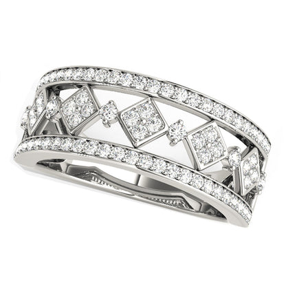 Diamond Studded Square Motif Ring in 14k White Gold (1/2 cttw) by Bids.com