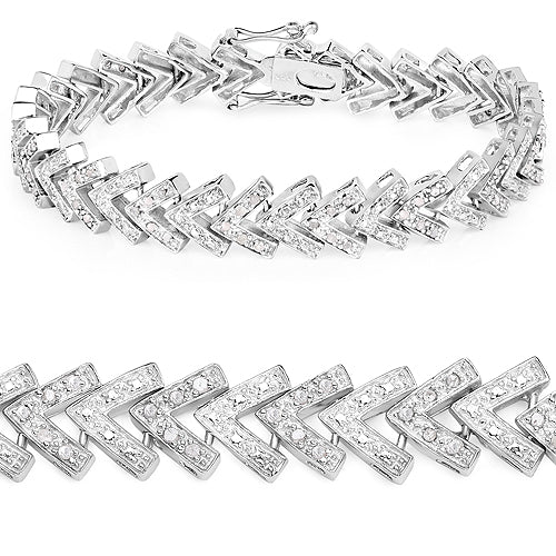 0.90 Carat Genuine White Diamond .925 Sterling Silver Bracelet  DestGlow