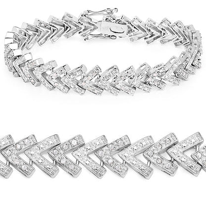 0.90 Carat Genuine White Diamond .925 Sterling Silver Bracelet  DestGlow