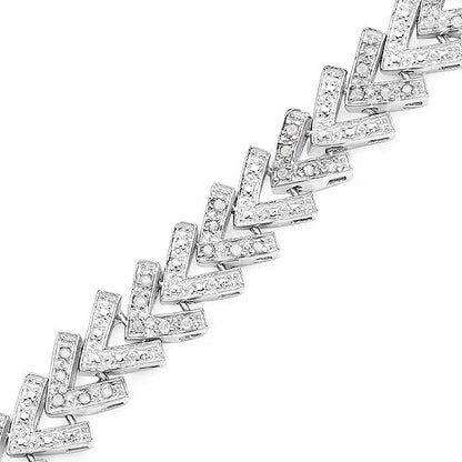 0.90 Carat Genuine White Diamond .925 Sterling Silver Bracelet  DestGlow