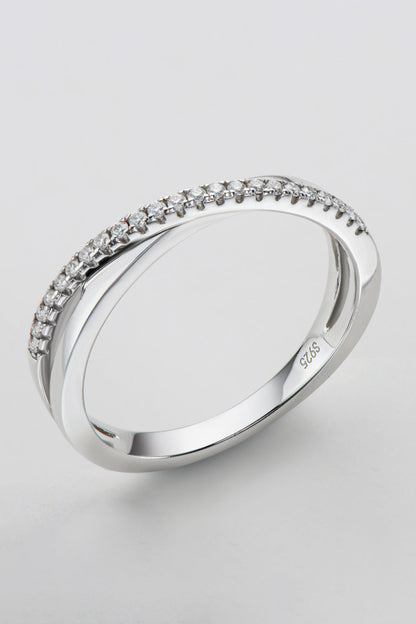 Platinum Over Pure Sterling Silver Crisscross Sparkala™ Ring by Sparkala