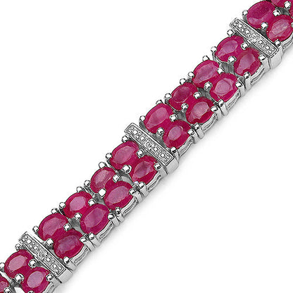 16.77 Carat Genuine Glass Filled Ruby &amp; White Topaz .925 Sterling Silver Bracelet by Bids.com