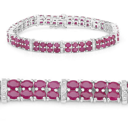 17.65 Carat Glass Filled Ruby and White Topaz .925 Sterling Silver Bracelet by Bids.com