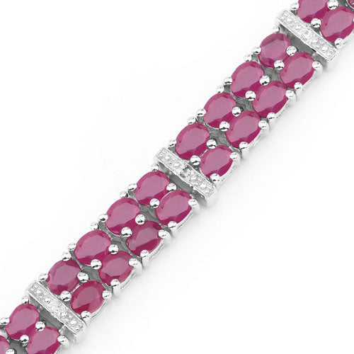 17.65 Carat Glass Filled Ruby and White Topaz .925 Sterling Silver Bracelet by Bids.com