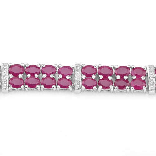 17.65 Carat Glass Filled Ruby and White Topaz .925 Sterling Silver Bracelet by Bids.com