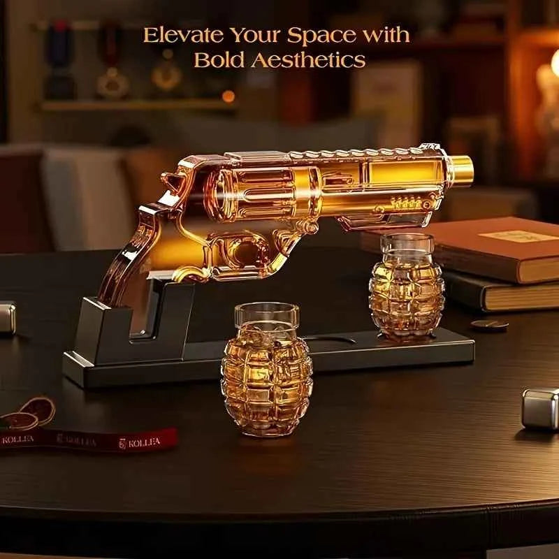 Magnum Revolver Whiskey Decanter Set