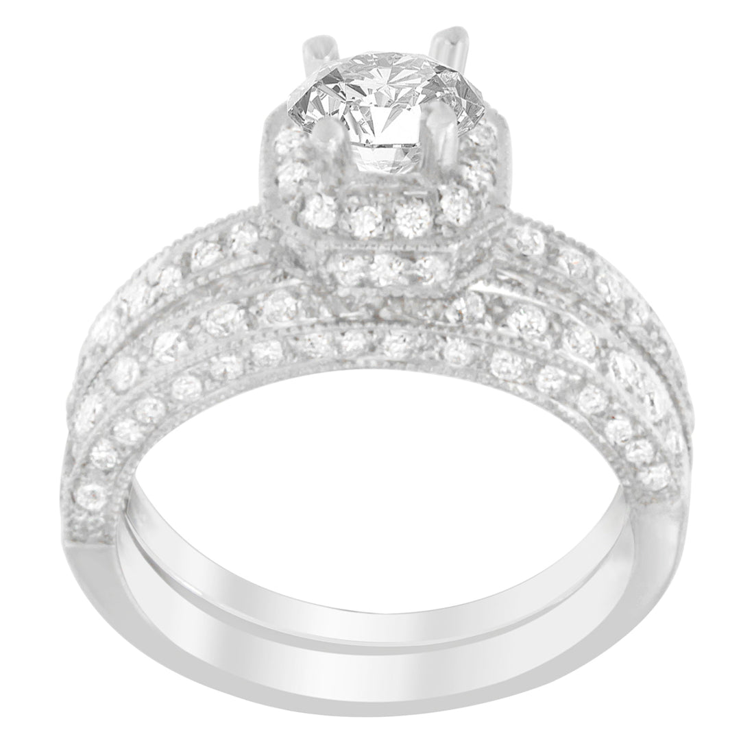 14K White Gold 1 ct. TDW Round Cut Diamond Ring (G-H, I1-I2) by Bids.com