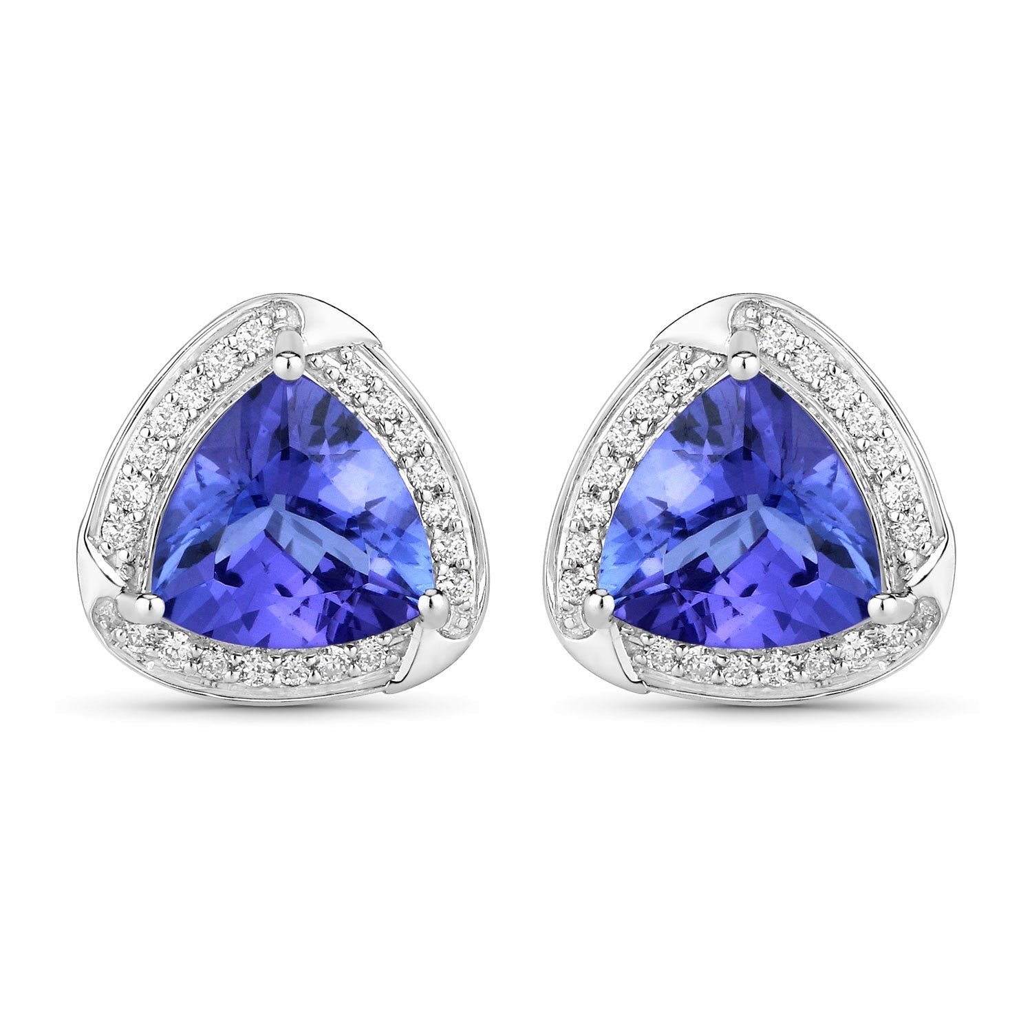 3.70 Carat Genuine Tanzanite and White Diamond 14K White Gold Earrings by Bids.com