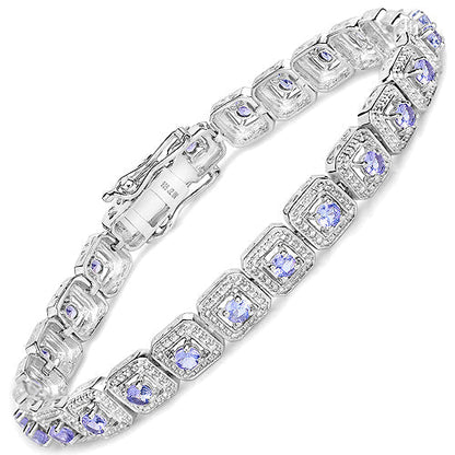 2.40 Carat Genuine Tanzanite .925 Sterling Silver Bracelet  DestGlow