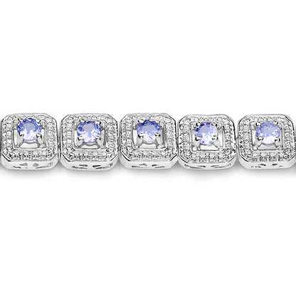 2.40 Carat Genuine Tanzanite .925 Sterling Silver Bracelet  DestGlow