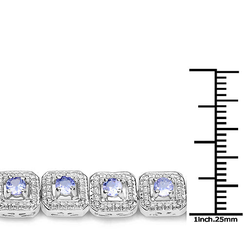 2.40 Carat Genuine Tanzanite .925 Sterling Silver Bracelet  DestGlow
