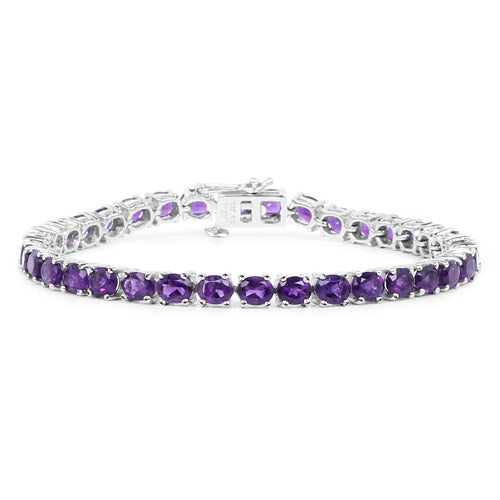 12.58 Carat Genuine Amethyst .925 Sterling Silver Bracelet  DestGlow