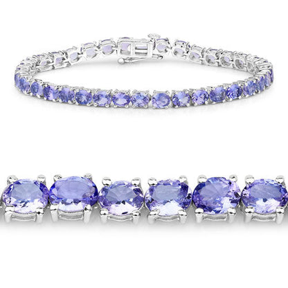 12.21 Carat Genuine Tanzanite .925 Sterling Silver Bracelet  DestGlow
