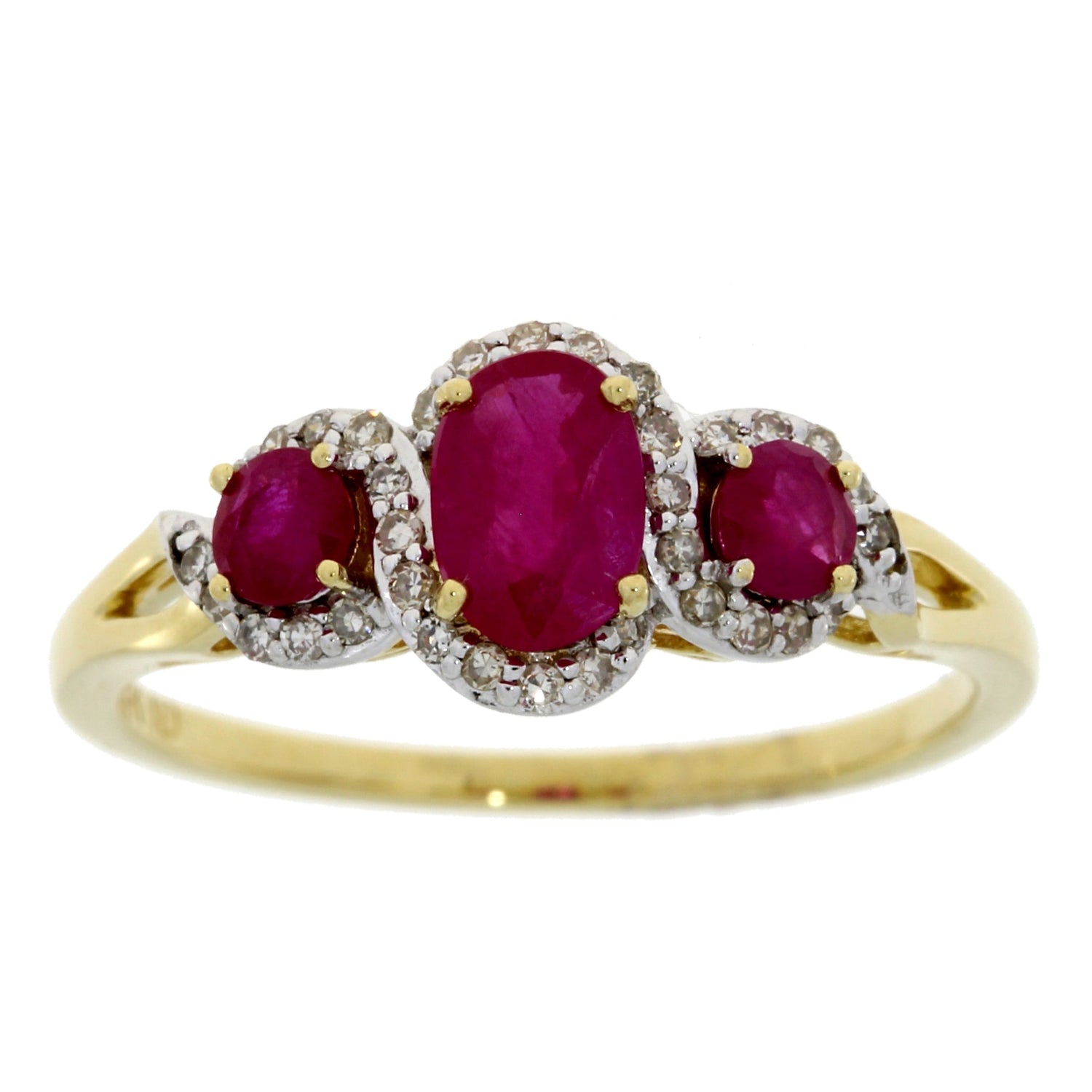 1.04ct Ruby Diamond 3 Stone Ring 14KT Yellow Gold by Bids.com