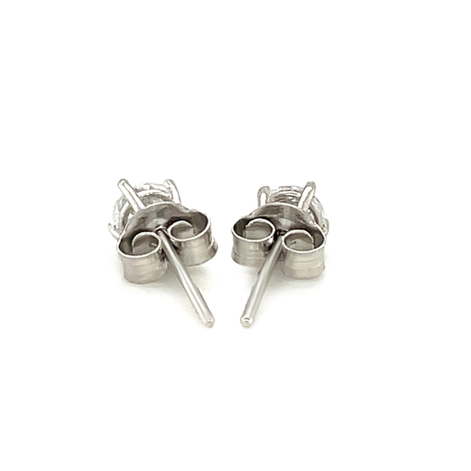 Sterling Silver 4mm Faceted White Cubic Zirconia Stud Earrings by Bids.com