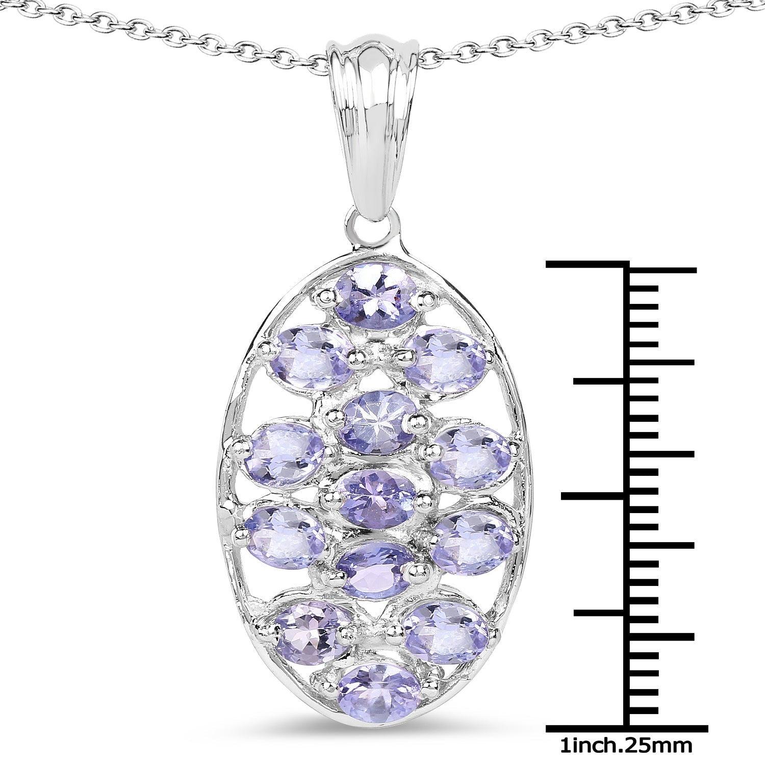 2.21 Carat Genuine Tanzanite .925 Sterling Silver Pendant  DestGlow