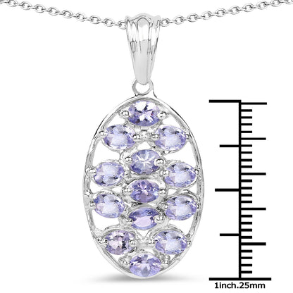 2.21 Carat Genuine Tanzanite .925 Sterling Silver Pendant  DestGlow