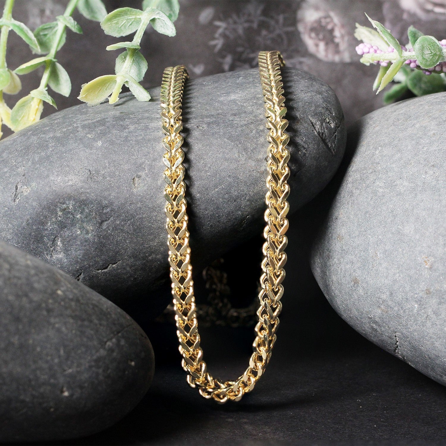 3.9mm 14k Yellow Gold Square Franco Chain by Bids.com