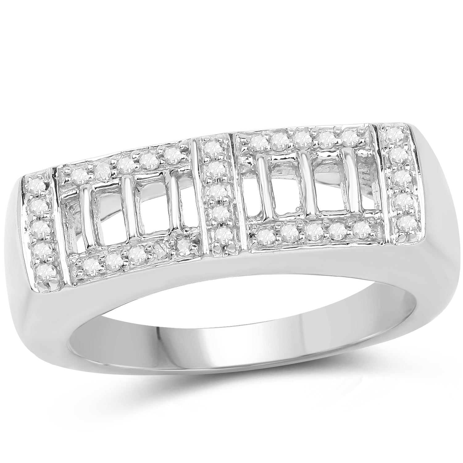 14K Yellow Gold Plated 0.19 Carat Genuine White Diamond .925 Sterling Silver Ring by Bids.com