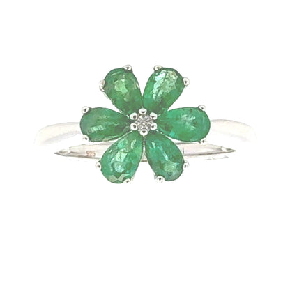 Genuine 1.14ct Emerald Zircon Ring Sterling Silver by Bids.com