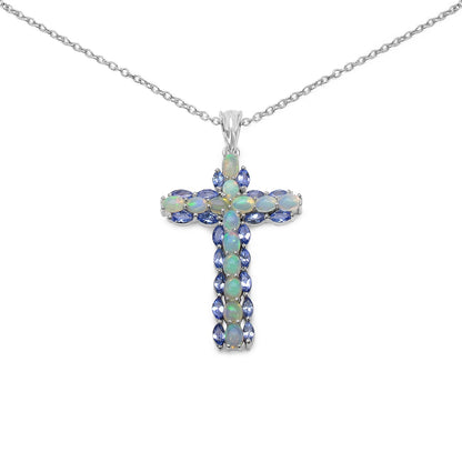 3.32 Carat Genuine Ethiopian Opal and Tanzanite .925 Sterling Silver Pendant by Bids.com