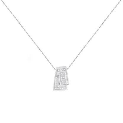 14KT White Gold Diamond Box Pendant Necklace (1 cttw, H-I Color, SI2-I1 Clarity) by Bids.com