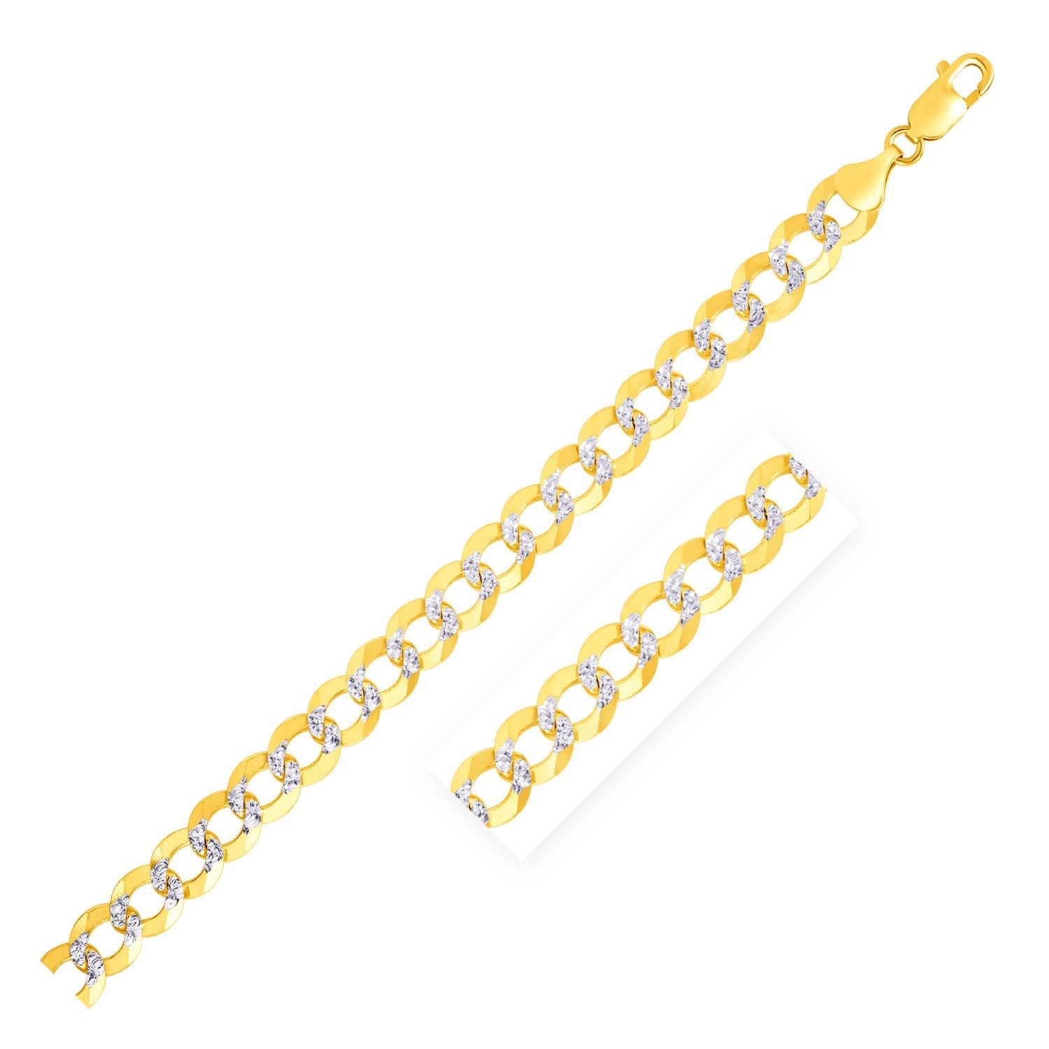 7.0 mm 14k Two Tone Gold Pave Curb Chain by Bids.com