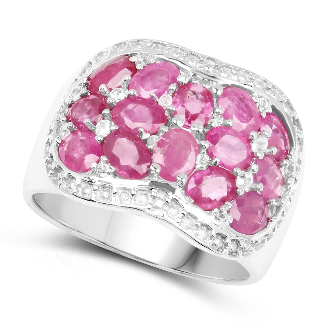 3.04 Carat Genuine Ruby &amp; White Topaz .925 Sterling Silver Ring by Bids.com