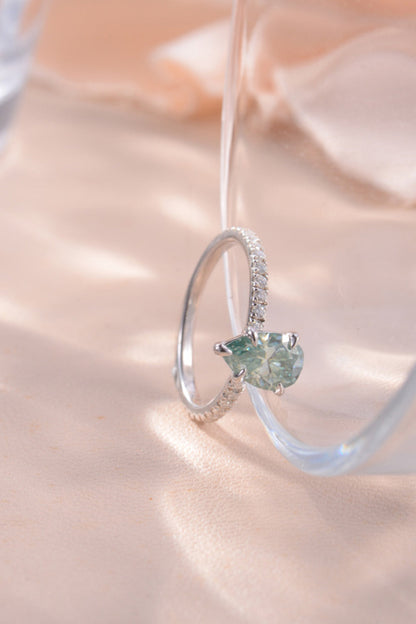 1.5 Carat Teardrop Shape Blue Pear-Cut Sparkala™ Platinum Over Pure Sterling Silver Ring - DestGlow