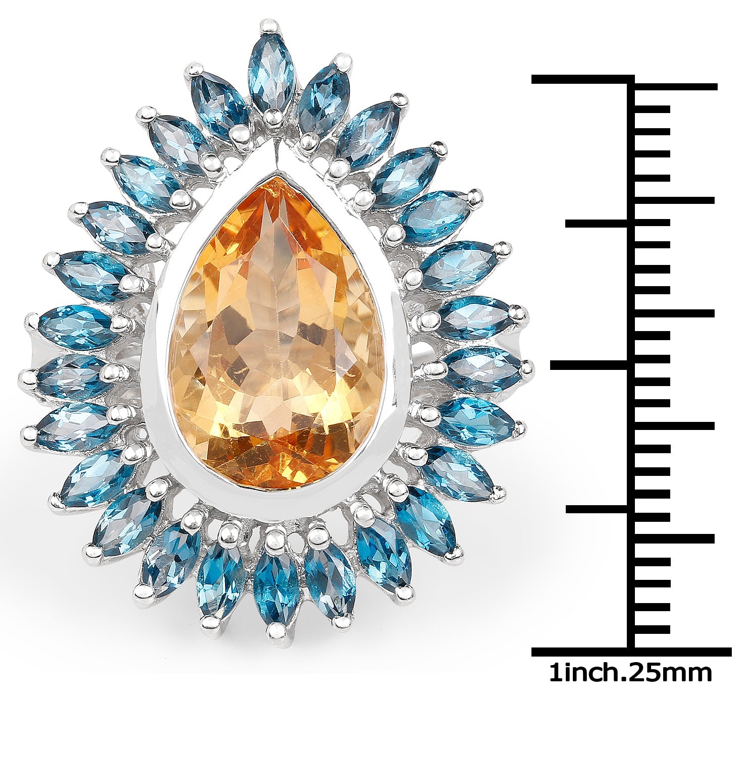 7.54 Carat Genuine Citrine &amp; London Blue Topaz .925 Sterling Silver Ring by Bids.com