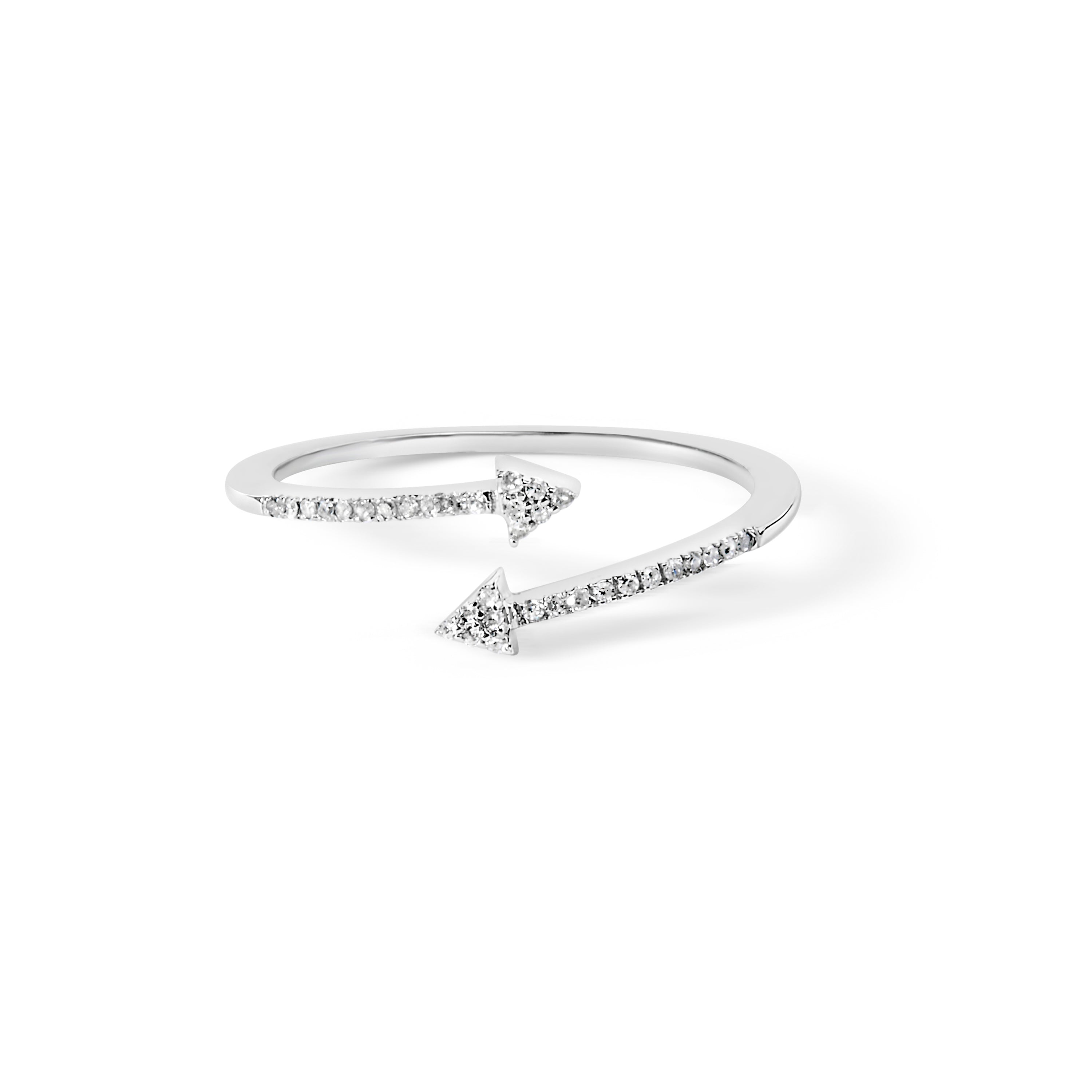 .925 Sterling Silver 1/5 Cttw Diamond Double Arrowhead Open Ring (I-J Color, I2-I3 Clarity) - Ring Size 6 by Bids.com